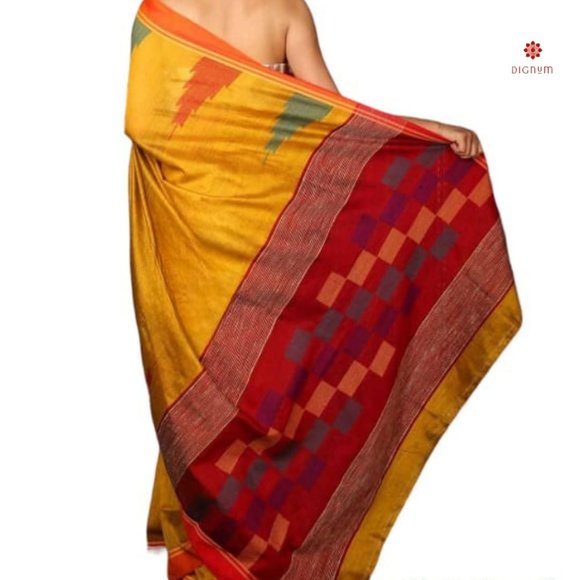 Mustard Yellow Handloom Cotton Silk Saree - Picture 3 of 4